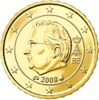 obverse of 10 Euro Cent - Albert II - 2'nd Map; 2'nd Type; 2'nd Portrait (2008) coin with KM# 277 from Belgium. Inscription: A II 2008 BE