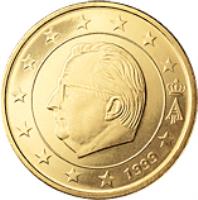 obverse of 50 Euro Cent - Albert II - 2'nd Map; 1'st Type; 1'st Portrait (2007) coin with KM# 244 from Belgium. Inscription: A II 2007