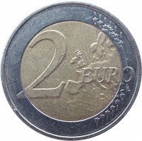 reverse of 2 Euro - Albert II - 2'nd Map; 1'st Type; 1'st Portrait (2007) coin with KM# 246 from Belgium. Inscription: 2 EURO LL