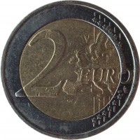 reverse of 2 Euro - Albert II - 2'nd Map; 2'nd Type; 2'nd Portrait (2008) coin with KM# 281 from Belgium. Inscription: 2 EURO LL