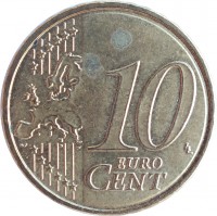 Belgium coin 10 Euro Cent - Albert II - 2'nd Map; 2'nd Type; 1'st Portrait (2009 - 2013) reverse reverse of 10 Euro Cent - Albert II - 2'nd Map; 2'nd Type; 1'st Portrait (2009 - 2013) coin with KM# 298 from Belgium. Inscription: 10 EURO CENT LL