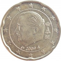 Belgium coin 20 Euro Cent - Albert II - 2'nd Map; 2'nd Type; 1'st Portrait (2009 - 2013) obverse obverse of 20 Euro Cent - Albert II - 2'nd Map; 2'nd Type; 1'st Portrait (2009 - 2013) coin with KM# 299 from Belgium. Inscription: A II 2009 BE