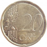 Belgium coin 20 Euro Cent - Albert II - 2'nd Map; 2'nd Type; 1'st Portrait (2009 - 2013) reverse reverse of 20 Euro Cent - Albert II - 2'nd Map; 2'nd Type; 1'st Portrait (2009 - 2013) coin with KM# 299 from Belgium. Inscription: 20 EURO CENT LL