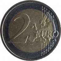 reverse of 2 Euro - Albert II - 2'nd Map; 2'nd Type; 1'st Portrait (2009 - 2013) coin with KM# 302 from Belgium. Inscription: 2 EURO LL