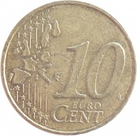 reverse of 10 Euro Cent - Albert II - 1'st Map; 1'st Type; 1'st Portrait (1999 - 2006) coin with KM# 227 from Belgium. Inscription: 10 EURO CENT LL