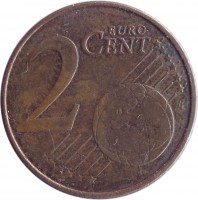 Belgium coin 2 Euro Cent - Albert II - 1'st Type; 1'st Portrait (1999 - 2007) reverse reverse of 2 Euro Cent - Albert II - 1'st Type; 1'st Portrait (1999 - 2007) coin with KM# 225 from Belgium. Inscription: 2 EURO CENT LL