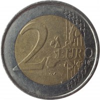 reverse of 2 Euro - Albert II - 1'st Map; 1'st Type; 1'st Portrait (1999 - 2006) coin with KM# 231 from Belgium. Inscription: 2 EURO LL