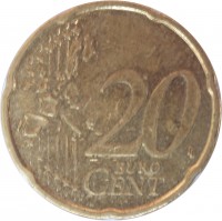Germany coin 20 Euro Cent - 1'st Map (2002 - 2007) reverse reverse of 20 Euro Cent - 1'st Map (2002 - 2007) coin with KM# 211 from Germany. Inscription: 20 EURO CENT LL