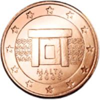 obverse of 5 Euro Cent (2008 - 2015) coin with KM# 127 from Malta. Inscription: MALTA 2008 NGB