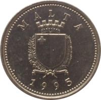 Malta coin 2 Cents (1991 - 2007) obverse obverse of 2 Cents (1991 - 2007) coin with KM# 94 from Malta. Inscription: MALTA REPUBLIKA TA'MALTA 1998