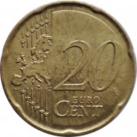 reverse of 20 Euro Cent - 2'nd Map (2008 - 2015) coin with KM# 129 from Malta. Inscription: 20 EURO CENT LL