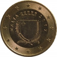 Malta coin 50 Euro Cent - 2'nd Map (2008 - 2018) obverse obverse of 50 Euro Cent - 2'nd Map (2008 - 2018) coin with KM# 130 from Malta. Inscription: MALTA 2017 REPUBBLIKA TA' MALATA
