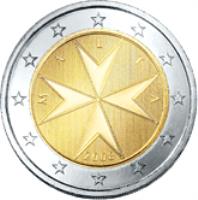 obverse of 2 Euro - 2'nd Map (2008 - 2015) coin with KM# 132 from Malta. Inscription: MALTA 2008 F