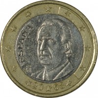 Spain coin 1 Euro - Juan Carlos I - 2'nd Map; 1'st Type (2007 - 2009) obverse obverse of 1 Euro - Juan Carlos I - 2'nd Map; 1'st Type (2007 - 2009) coin with KM# 1073 from Spain. Inscription: ESPAÑA M 20 07