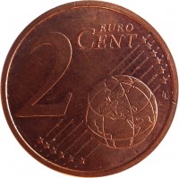 Spain coin 2 Euro Cent - Juan Carlos I - 2'nd Type (2010 - 2015) reverse reverse of 2 Euro Cent - Juan Carlos I - 2'nd Type (2010 - 2015) coin with KM# 1145 from Spain. Inscription: 2 EURO CENT LL