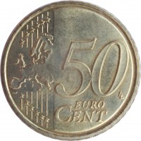 reverse of 50 Euro Cent - Juan Carlos I - 2'nd Map; 2'nd Type (2010 - 2017) coin with KM# 1149 from Spain. Inscription: 50 EURO CENT LL