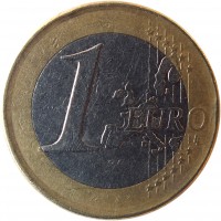 Spain coin 1 Euro - Juan Carlos I - 1'st Map; 1'st Type (1999 - 2006) reverse reverse of 1 Euro - Juan Carlos I - 1'st Map; 1'st Type (1999 - 2006) coin with KM# 1046 from Spain. Inscription: 1 EURO LL