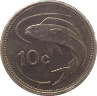 Malta coin 10 Cents (1991 - 2007) reverse reverse of 10 Cents (1991 - 2007) coin with KM# 96 from Malta. Inscription: 10c