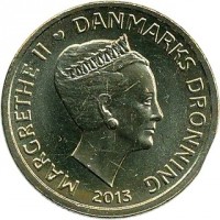 Denmark coin 20 Kroner - Margrethe II - H. C. Ørsted & Electromagnetism (2013) obverse obverse of 20 Kroner - Margrethe II - H. C. Ørsted & Electromagnetism (2013) coin with KM# 958 from Denmark. Inscription: MARGRETHE II DANMARKS DRONNING 2013