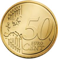 reverse of 50 Euro Cent - 2'nd Map (2007 - 2015) coin with KM# 1412 from France. Inscription: 50 EURO CENT LL
