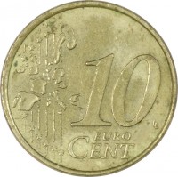 Greece coin 10 Euro Cent - 1'st Map (2002 - 2006) reverse reverse of 10 Euro Cent - 1'st Map (2002 - 2006) coin with KM# 184 from Greece. Inscription: 10 EURO CENT LL