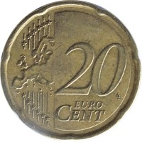 reverse of 20 Euro Cent - 2'nd Map (2007 - 2015) coin with KM# 212 from Greece. Inscription: 20 EURO CENT LL