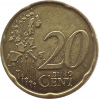 Italy coin 20 Euro Cent - 1'st Map (2002 - 2007) reverse reverse of 20 Euro Cent - 1'st Map (2002 - 2007) coin with KM# 214 from Italy. Inscription: 20 EURO CENT LL