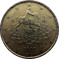 obverse of 50 Euro Cent - 1'st Map (2002 - 2007) coin with KM# 215 from Italy. Inscription: m RI R 2005