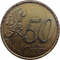 Italy coin 50 Euro Cent - 1'st Map (2002 - 2007) reverse reverse of 50 Euro Cent - 1'st Map (2002 - 2007) coin with KM# 215 from Italy. Inscription: 50 EURO CENT LL