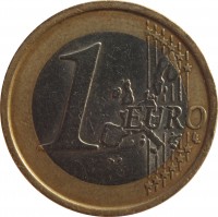 reverse of 1 Euro - 1'st Map (2002 - 2007) coin with KM# 216 from Italy. Inscription: 1 EURO LL