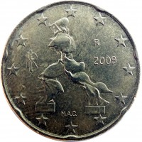 Italy coin 20 Euro Cent - 2'nd Map (2008 - 2014) obverse obverse of 20 Euro Cent - 2'nd Map (2008 - 2014) coin with KM# 248 from Italy. Inscription: M.A.C. RI R 2009