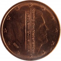 obverse of 5 Euro Cent - Willem-Alexander (2014 - 2017) coin with KM# 346 from Netherlands. Inscription: Willem-Alexander Koning der Nederlanden 2016