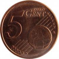 Netherlands coin 5 Euro Cent - Willem-Alexander (2014 - 2017) reverse reverse of 5 Euro Cent - Willem-Alexander (2014 - 2017) coin with KM# 346 from Netherlands. Inscription: 5 EURO CENT LL