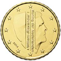 obverse of 10 Euro Cent - Willem-Alexander - 2'nd Map (2014 - 2015) coin with KM# 347 from Netherlands. Inscription: Willem-Alexander Koning der Nederlanden 2014