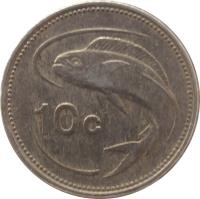 Malta coin 10 Cents (1986) reverse reverse of 10 Cents (1986) coin with KM# 76 from Malta. Inscription: 10c