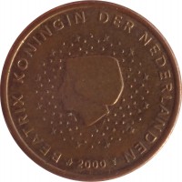 obverse of 5 Euro Cent - Beatrix (1999 - 2013) coin with KM# 236 from Netherlands. Inscription: BEATRIX KONINGIN DER NEDERLANDEN 2007