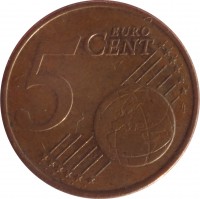 reverse of 5 Euro Cent - Beatrix (1999 - 2013) coin with KM# 236 from Netherlands. Inscription: 5 EURO CENT LL