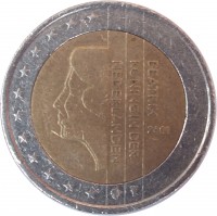 obverse of 2 Euro - Beatrix - 1'st Map (1999 - 2006) coin with KM# 241 from Netherlands. Inscription: BEATRIX KONINGIN DER NEDERLANDEN 2006