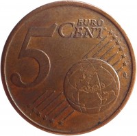 Portugal coin 5 Euro Cent (2002 - 2014) reverse reverse of 5 Euro Cent (2002 - 2014) coin with KM# 742 from Portugal. Inscription: 5 EURO CENT LL