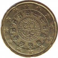 Portugal coin 20 Euro Cent - 1'st Map (2002 - 2007) obverse obverse of 20 Euro Cent - 1'st Map (2002 - 2007) coin with KM# 744 from Portugal. Inscription: PORTUGAL PO RT VG AL VS INCM 2002