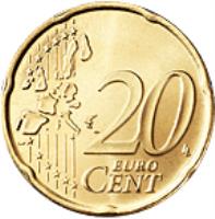 reverse of 20 Euro Cent - John Paul II (2002 - 2005) coin with KM# 345 from Vatican City. Inscription: 20 EURO CENT LL