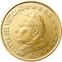 obverse of 50 Euro Cent - John Paul II (2002 - 2005) coin with KM# 346 from Vatican City. Inscription: CITTA' DEL VATICANO 2004 GV · UPINC · R