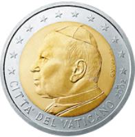 obverse of 2 Euro - John Paul II (2002 - 2005) coin with KM# 348 from Vatican City. Inscription: CITTA' DEL VATICANO GV · UP INC · R 2004