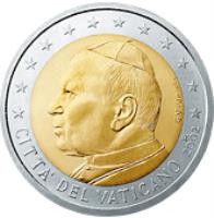 Vatican City coin 2 Euro - John Paul II (2002 - 2005) obverse obverse of 2 Euro - John Paul II (2002 - 2005) coin with KM# 348 from Vatican City. Inscription: CITTA' DEL VATICANO GV · UP INC · R 2004