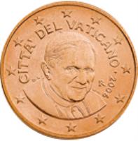 obverse of 5 Euro Cent - Benedict XVI (2006 - 2013) coin with KM# 377 from Vatican City. Inscription: CITTA' DEL VATICANO · 2013 R D. L. LDS INC.
