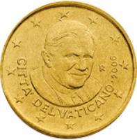 Vatican City coin 50 Euro Cent - Benedict XVI - 1'st Map (2006 - 2007) obverse obverse of 50 Euro Cent - Benedict XVI - 1'st Map (2006 - 2007) coin with KM# 380 from Vatican City. Inscription: CITTA' DEL VATICANO · 2007 R D. L. MAC INC.