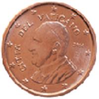 obverse of 1 Euro Cent - Francis (2014 - 2015) coin with KM# 455 from Vatican City. Inscription: CITA' DEL VATICANO R 2014 G.TITOTTO ELF INC.