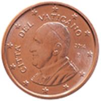 obverse of 2 Euro Cent - Francis (2014 - 2015) coin with KM# 456 from Vatican City. Inscription: CITA' DEL VATICANO R 2014 G.TITOTTO ELF INC.