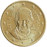 Vatican City coin 10 Euro Cent - Francis (2014 - 2015) obverse obverse of 10 Euro Cent - Francis (2014 - 2015) coin with KM# 458 from Vatican City. Inscription: CITA' DEL VATICANO R 2014 O.ROSSI LDS INC.