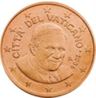 obverse of 2 Euro Cent - Benedict XVI (2006 - 2013) coin with KM# 376 from Vatican City. Inscription: CITTA' DEL VATICANO · 2013 R D. L. LDS INC.